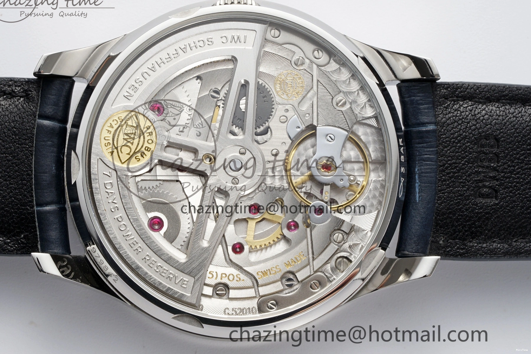 MIROTIME 0413 ZeroBulk Portuguese Real PR IW500715 SS AZF 1:1 Best Edition White Blue Dial on Blue Leather Strap A 7034